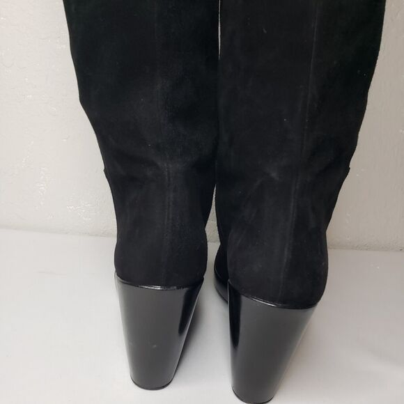Stuart Weitzman Saratoga Over The Knee Black Suede Platform Wedge Boots Size 9 N - Picture 6 of 13